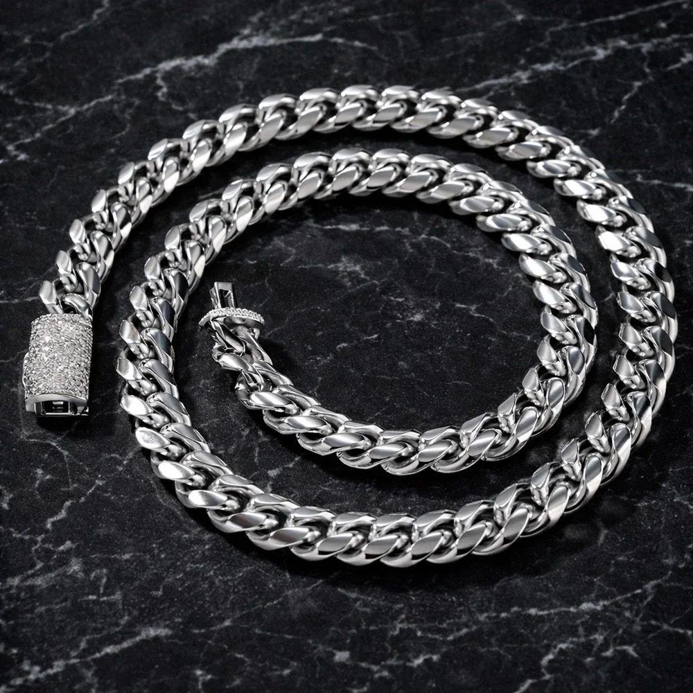 Men's Silver Cuban Link Necklace 20inch -